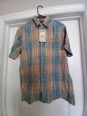 Royal Robbins Mens Small Plaid Short Sleeve Button up Shirt NWT